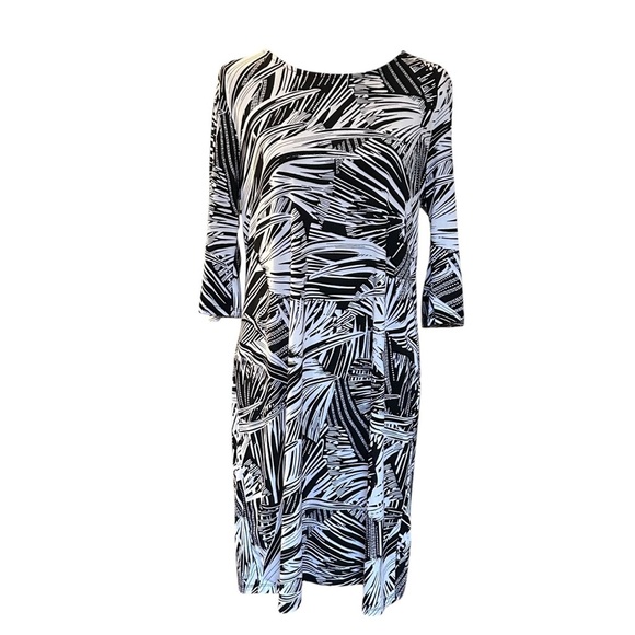 alexander & oak Dresses & Skirts - Alexander + Oak Boat Neck Elbow-Sleeve‎ Sheath Dress Black/White Sz Large NEW